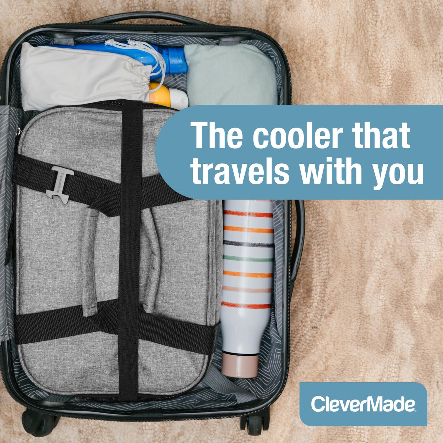 CleverMade Tahoe Collapsible Cooler Bag – Medium Portable Cooler Bag for Travel, Foldable Insulated Cooler for Beach, Picnic & Road Trips, Holds Up to 30 Cans, Leakproof Soft Carry Cooler