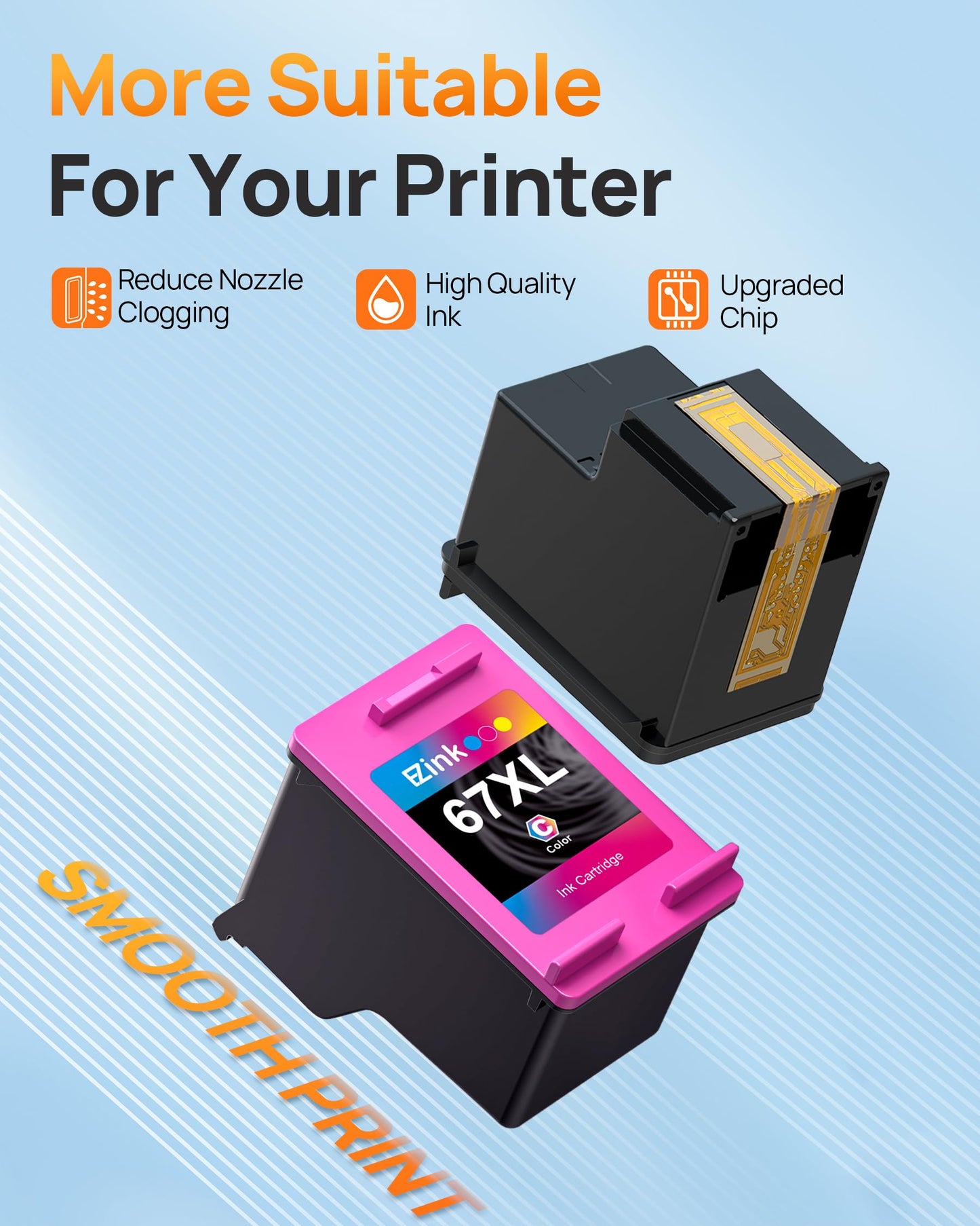 67XL Printer Ink Remanufactured for HP Ink 67 67XL Ink Cartridges Black Color Combo Pack for HP DeskJet 2700 2755e 2700e 2800e 2855e 4155e 2852e Envy 6400 6055e 6000 6458e 6452e, Black and Tri-Color