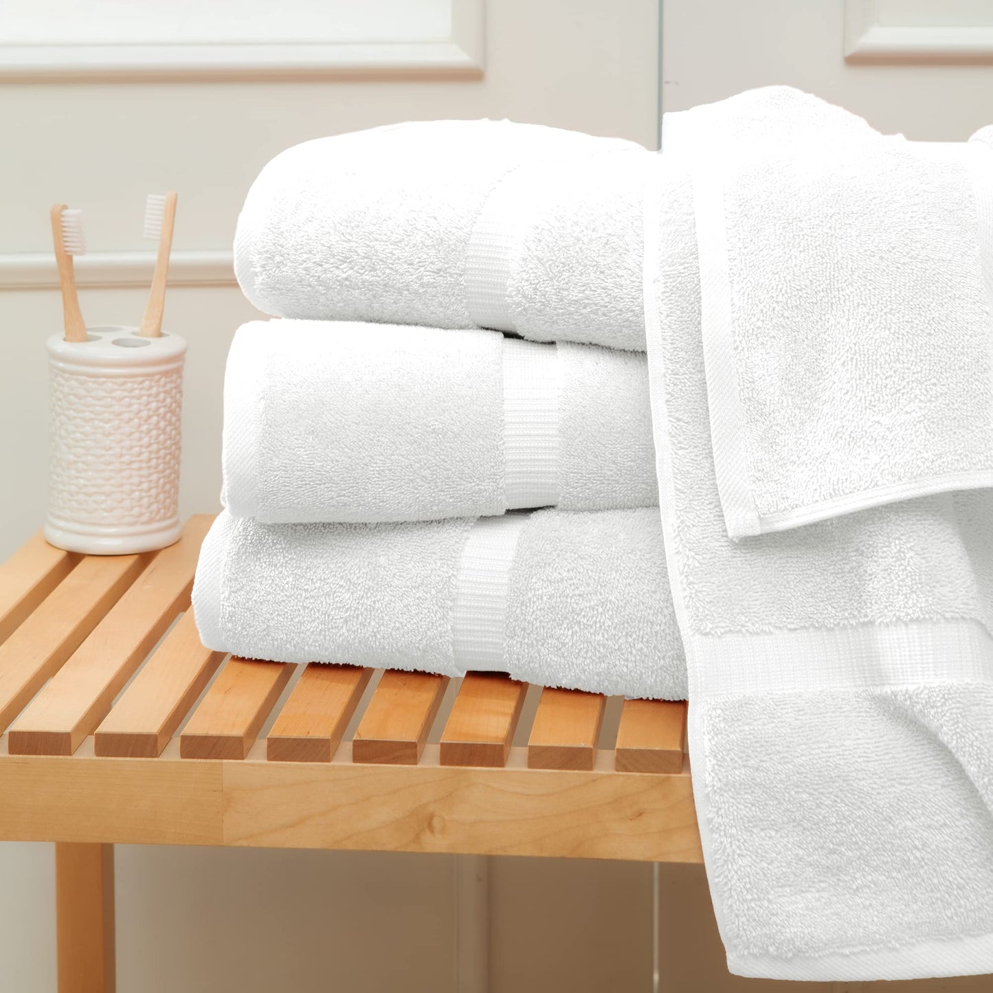 Towel Bazaar 4-Piece Extra Large Bath Towel Set, 100% Premium Cotton Turkish Towels, 30x60 Luxury Towel Super Soft and Absorbent, Perfect Use for Bathroom, Shower Towels - White