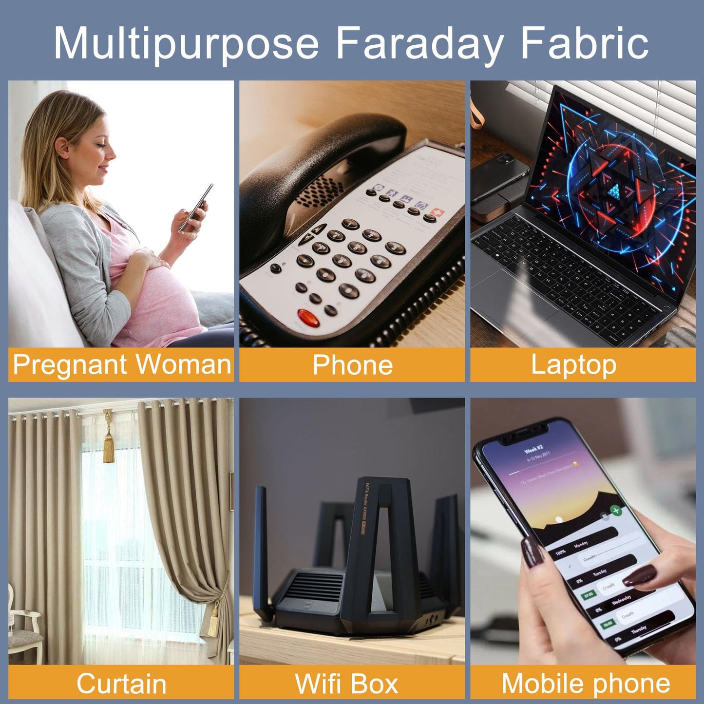 ZTTXL Faraday Fabric 43" W×236" L(Big 6 Yards)+1.18" W×314" L Faraday Tape, Faraday Military Grade Conductive Material