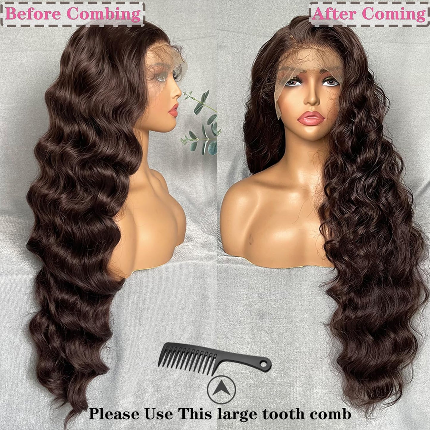 SOKU 32 Inch Long Brown 13x6 Lace Frontal Wig Lightweight Wavy Hair Pre Plucked Hairline with Baby Hair Glueless Transparent Lace Heat Resistant Synthetic Lace Front Wigs for Black Women