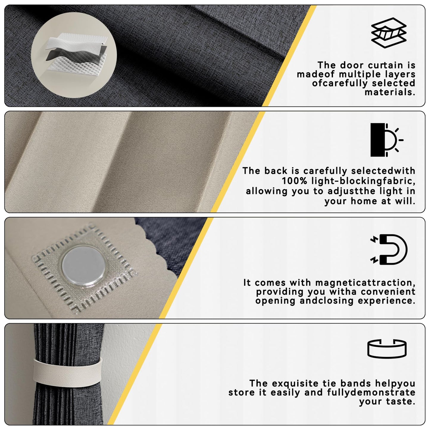 Jilron Accordian Door Curtain,Install Adhesive Track 100% Blackout Doorway Curtains,Suitable for Bedroom,Closet,Interior Room Divider,Black 43" W×78" L,1 Piece