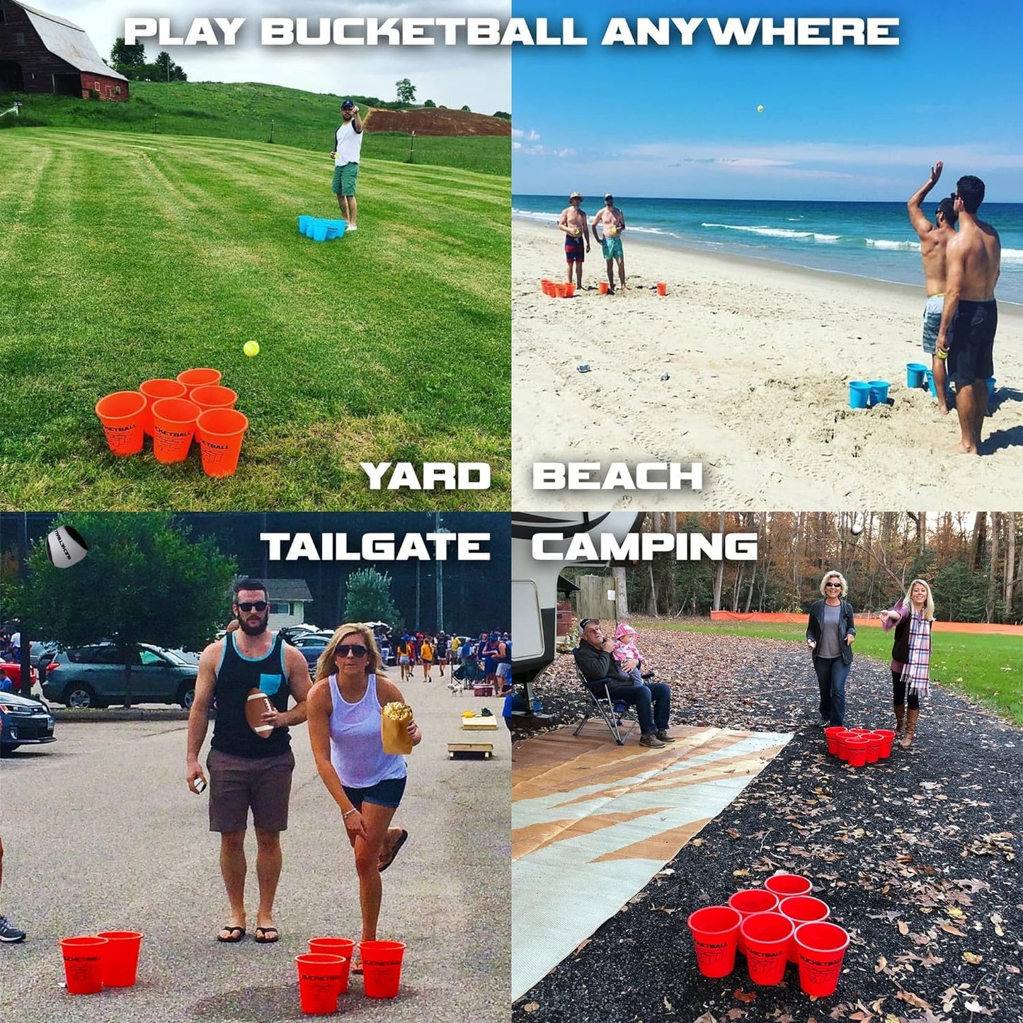 BucketBall | USA Edition Combo Pack | Best Beach, Pool, Yard, Camping, Tailgate, BBQ, Lawn, Water, Indoor, Outdoor Game
