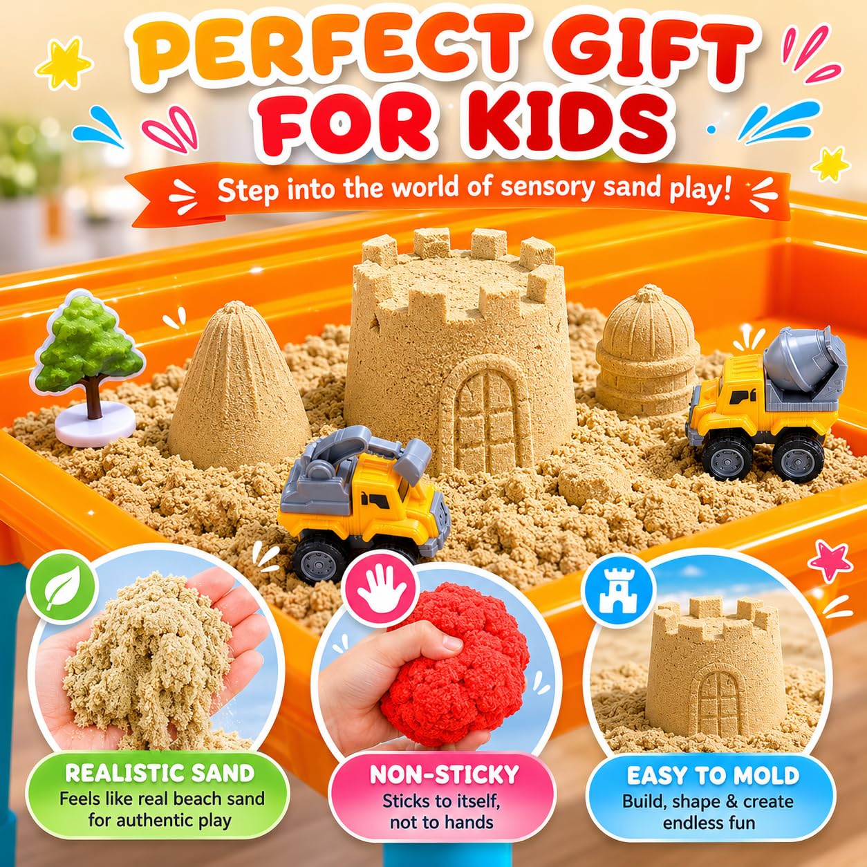 Carolart Construction Water & Sand Table, 2 in 1 Sensory Table Gift