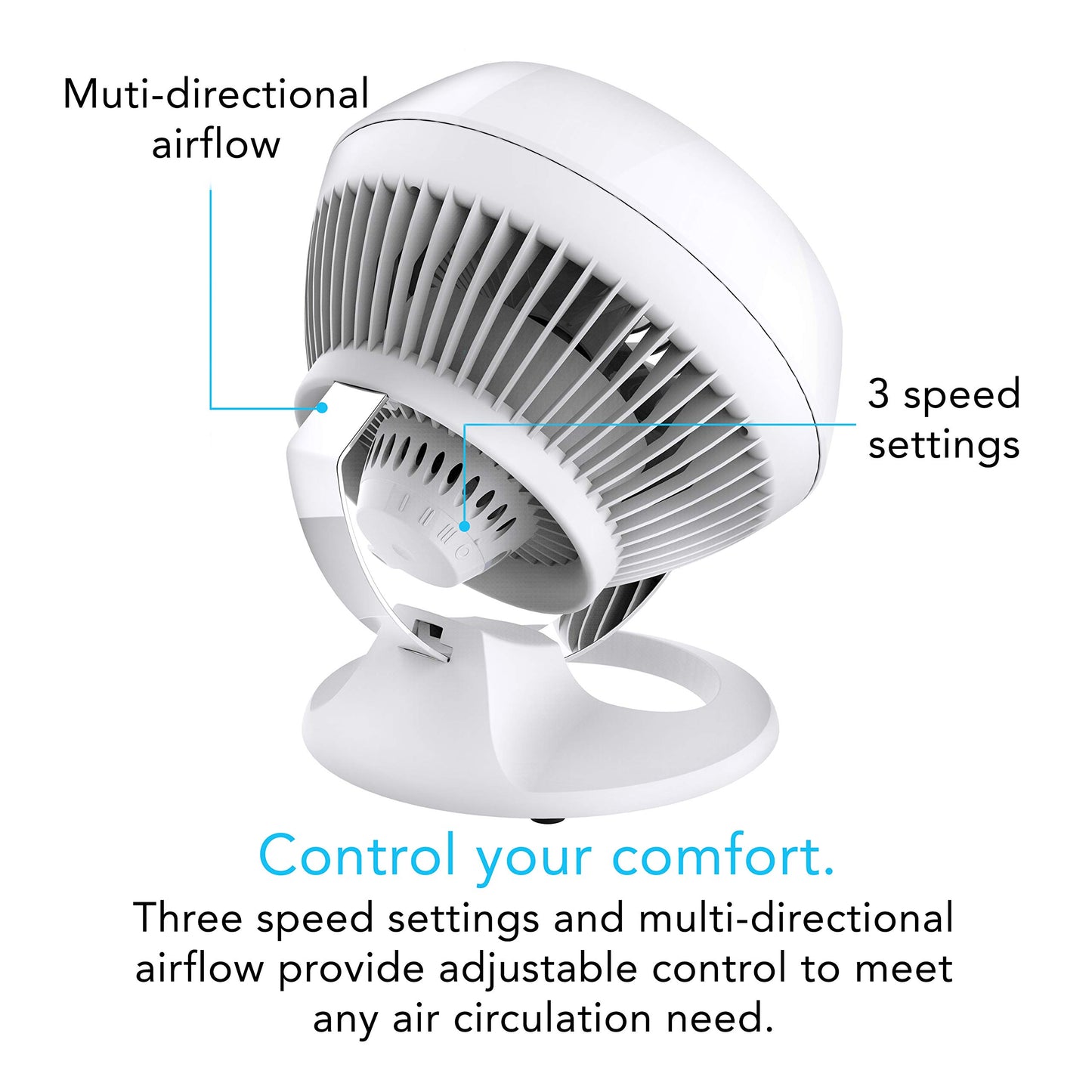 Vornado 460 Whole Room Air Circulator, Small Fan with 3 Speeds, Adjustable Tilt, Easy to Clean, Moves Air 70 Feet, Quiet Fan for Home, Office, Bedroom, White