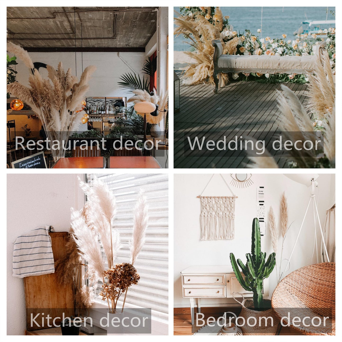 40" inch 40 Stems Natural Pampas Grass Decor Tall, pompas Grass, Tall Pampas Grass for Wedding, Party, Farmhouse, Boho Home Decor