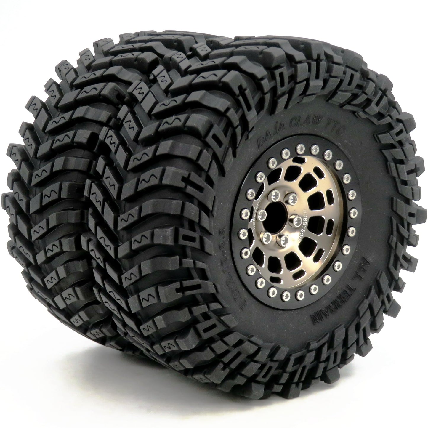HOBBYSOUL -10mm Negative Offset 2.2 Beadlock Wheels and Tires, 5.0'' Tall tyre & 40mm Wide Rims for RC Mud Crawler All Terrain TRX4 Gen8 Capra Wraith Upgrades,HS701094