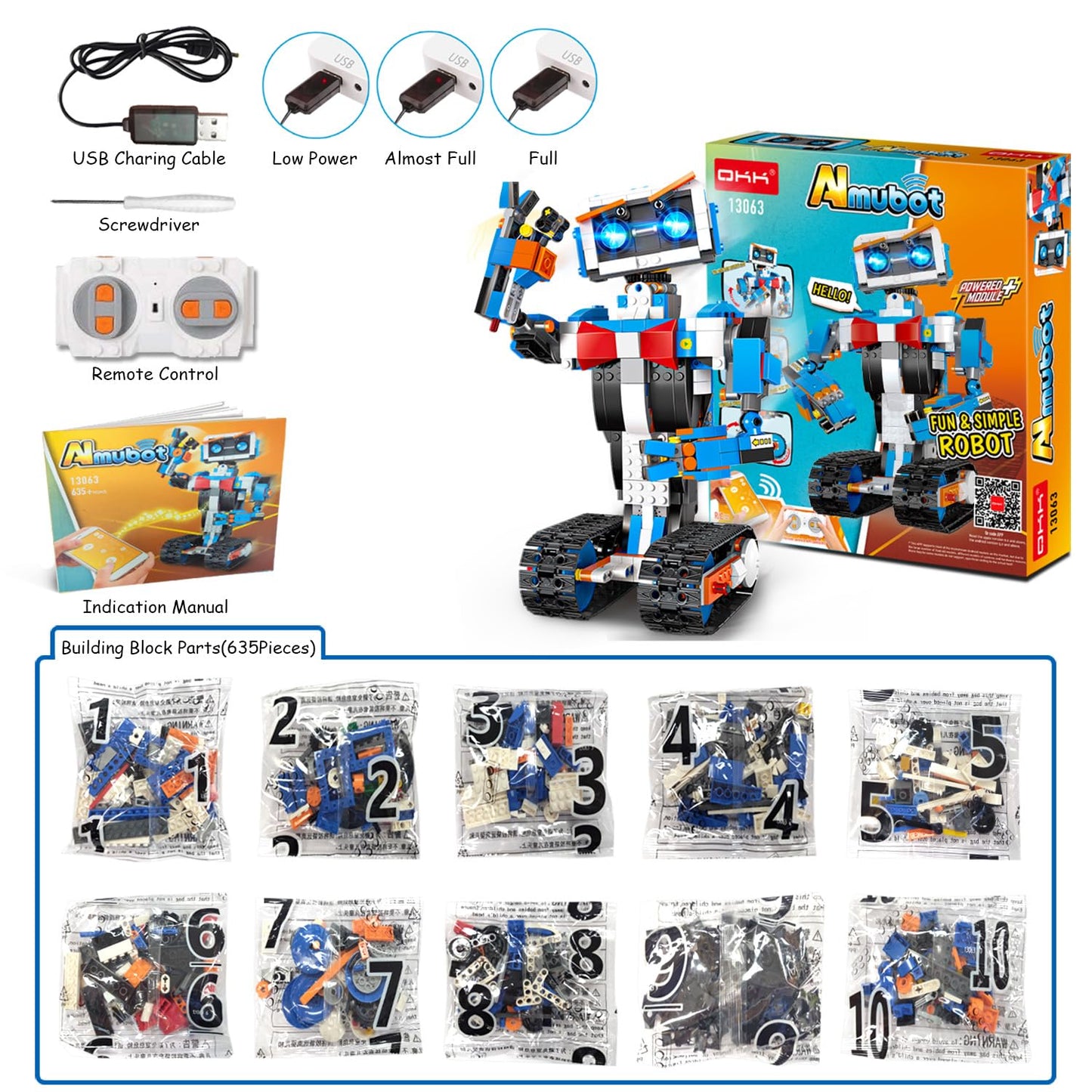 OKK Robot Building Toys for Boys, STEM Projects for Kids Ages 8-12, Remote & APP Controlled Engineering Learning Educational Coding DIY Building Kit Rechargeable Robot Toy Gifts for Girls (635 Pieces)
