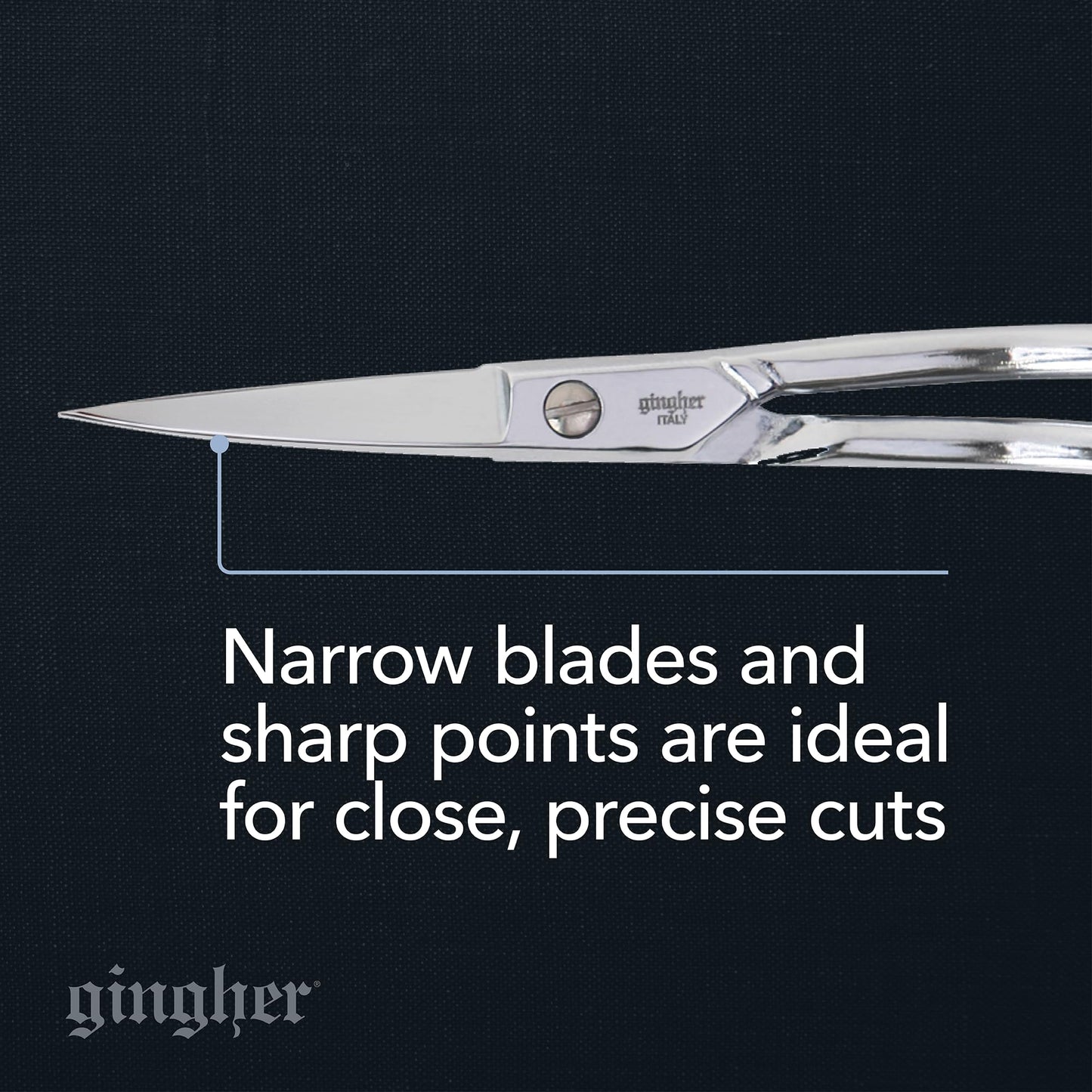 Gingher Double-Curved Embroidery and Appliqu Scissors (6 in.) for Cutting Threads Close to Fabric Sharp and Smooth Cuts