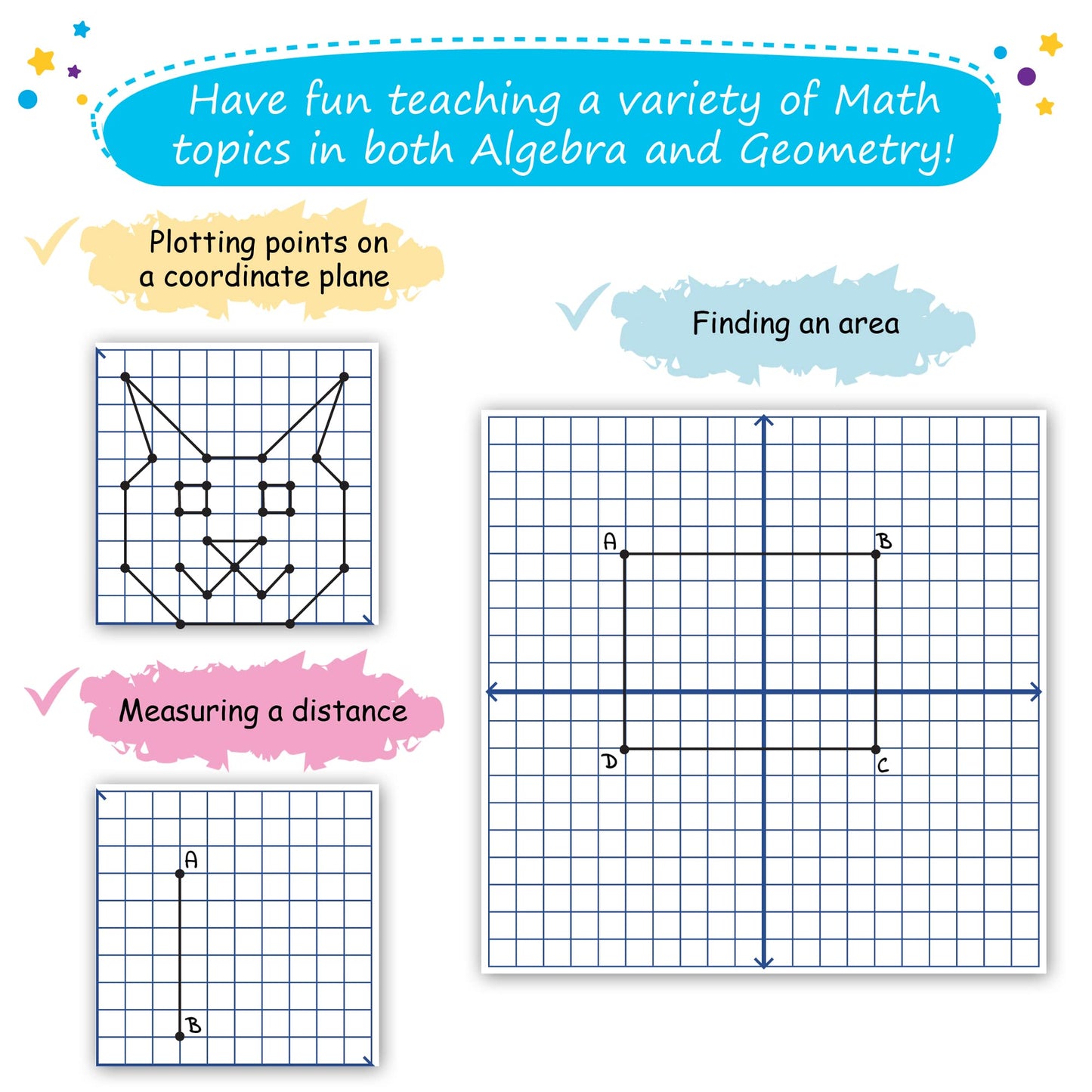 Jumbo Magnetic XY Coordinate Dry Erase Grid, 30"x30" - Write-On & Wipe-Off Magnetic Dry Erase Board Grid, Reusable Dry Erase Graph & Practice Board for Math Graphing, Classroom & Homeschool Supplies