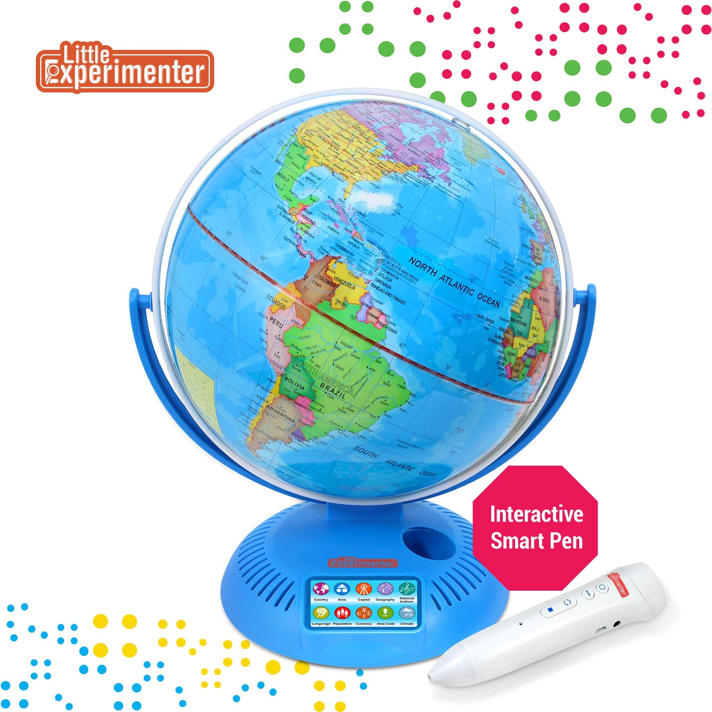 9” Interactive Globe for Kids with Wireless Smart Pen, Globes with Stand, Learning & Education STEM Toys, Talking World Map Gift for Children, Birthday Gifts for Boys & Girls Ages 7 8-12 Years Old