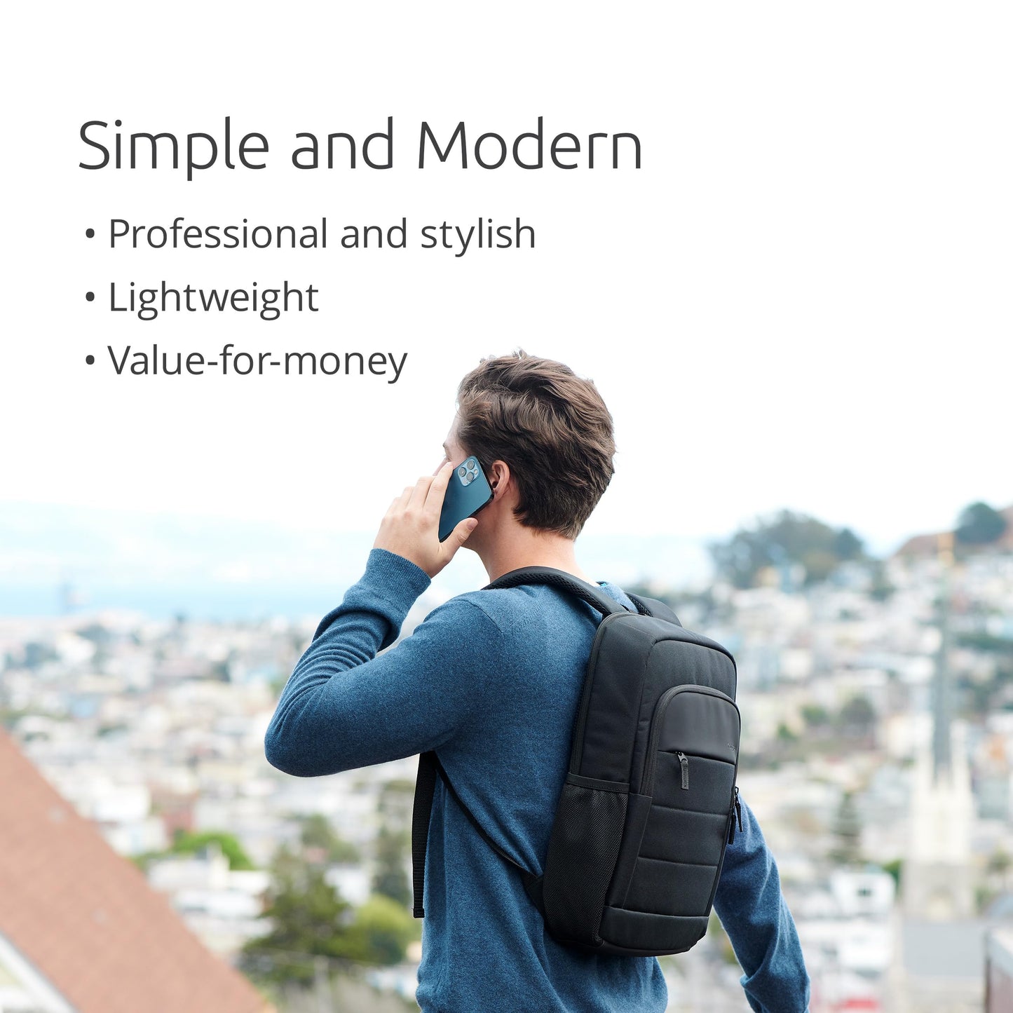 Kensington EQ Backpack 16”, for 15.6 inch-16 inch Laptop, Padded Shoulder Straps, Side Pocket,(K60392WW), Black