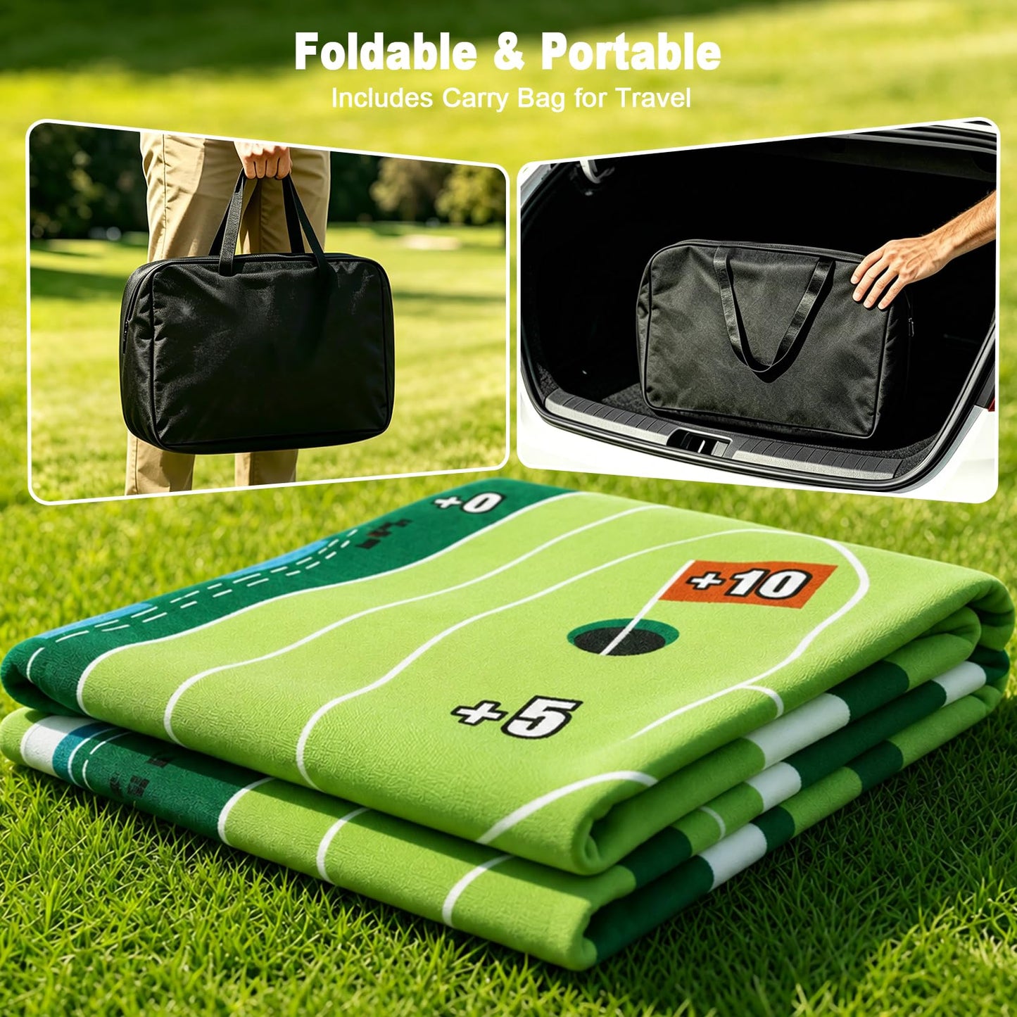 HOTWIND Golf Chipping Game Set with 71"x71" Double-Sided Chipping Mat & Sticky Balls Fun Indoor and Outdoor Backyard Games for Adults Perfect Golf Gifts - Golf Clubs are Not Included