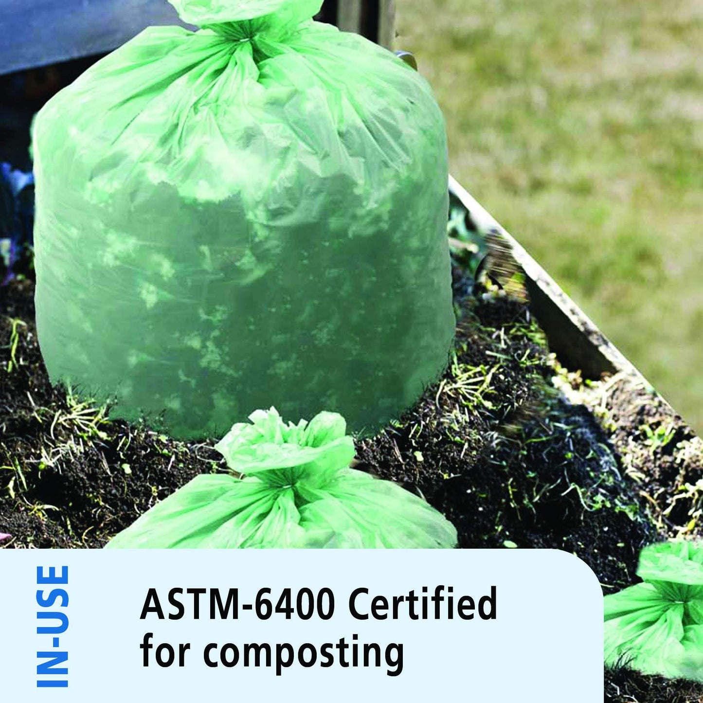 Stout by Envision Compostable Trash Bags, 30 Gallon 30" x 39", 48 Bags Per Case, ASTM6400, Green Bags, Made in America (E3039E11)