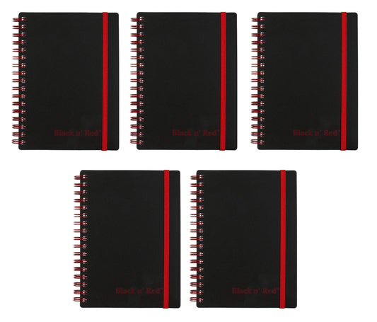 Black n' Red Twin Wire Poly Cover Notebook, 3-5/8" x 5-7/8" Sheet Size, Black/Red, 70 Ruled Sheets, Sold as 5 Pack (F67010)