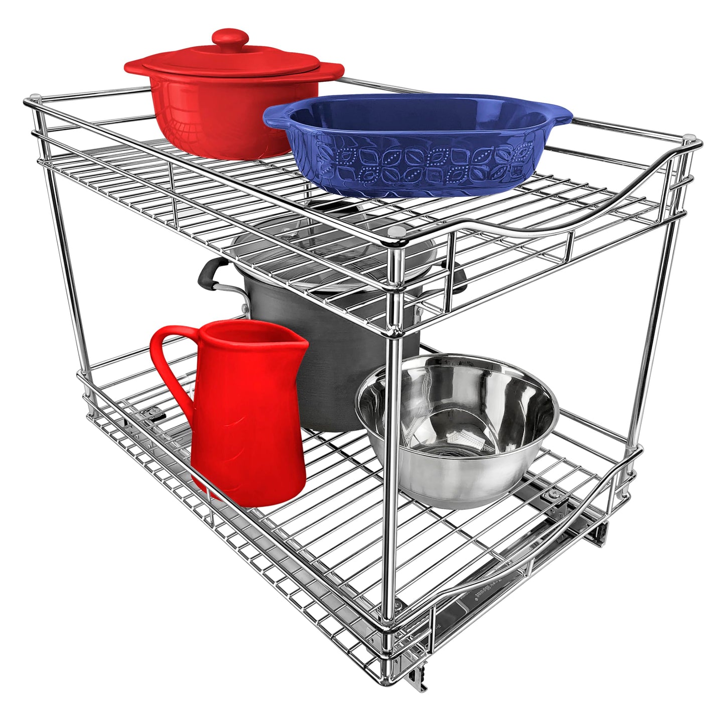 LYNK PROFESSIONAL® Pull Out Cabinet Organizer - 14" x 18" - Slide Out Cabinet Organizer for Kitchens - Sliding Shelves - Pull Out Drawer, Pots and Pans Storage - Lifetime Ltd Warranty - 2 Tier