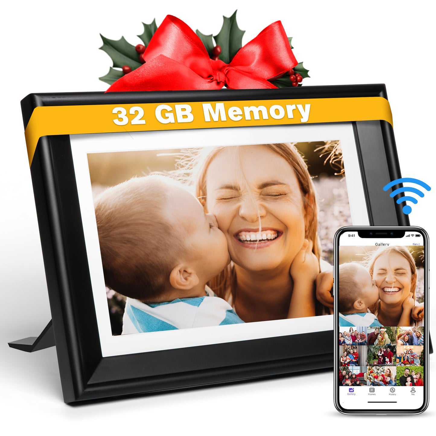 PhotoSpringㅤ 10 inch WiFi Digital Picture Frame | Send Photos by Email, Web or Our Free App | Electronic Picture Frame with Touchscreen & 32GB Internal Memory | Easy Setup | Play Videos up to 5 min