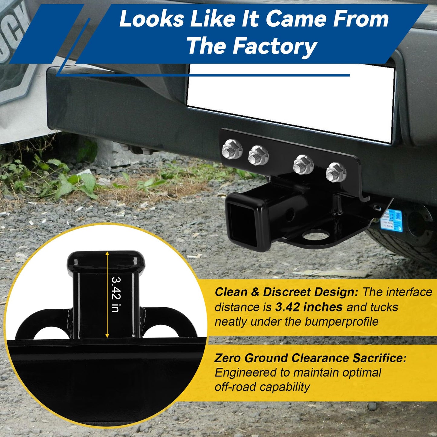Chaoos Class 3 Trailer Hitch for Compatible with Ford Bronco 2021-2024,2 Inch Rear Bumper Tow Trailer Hitch Receiver,Weighing 12 pounds Heavy Duty Towing Receiver Hitch for Secure Hauling