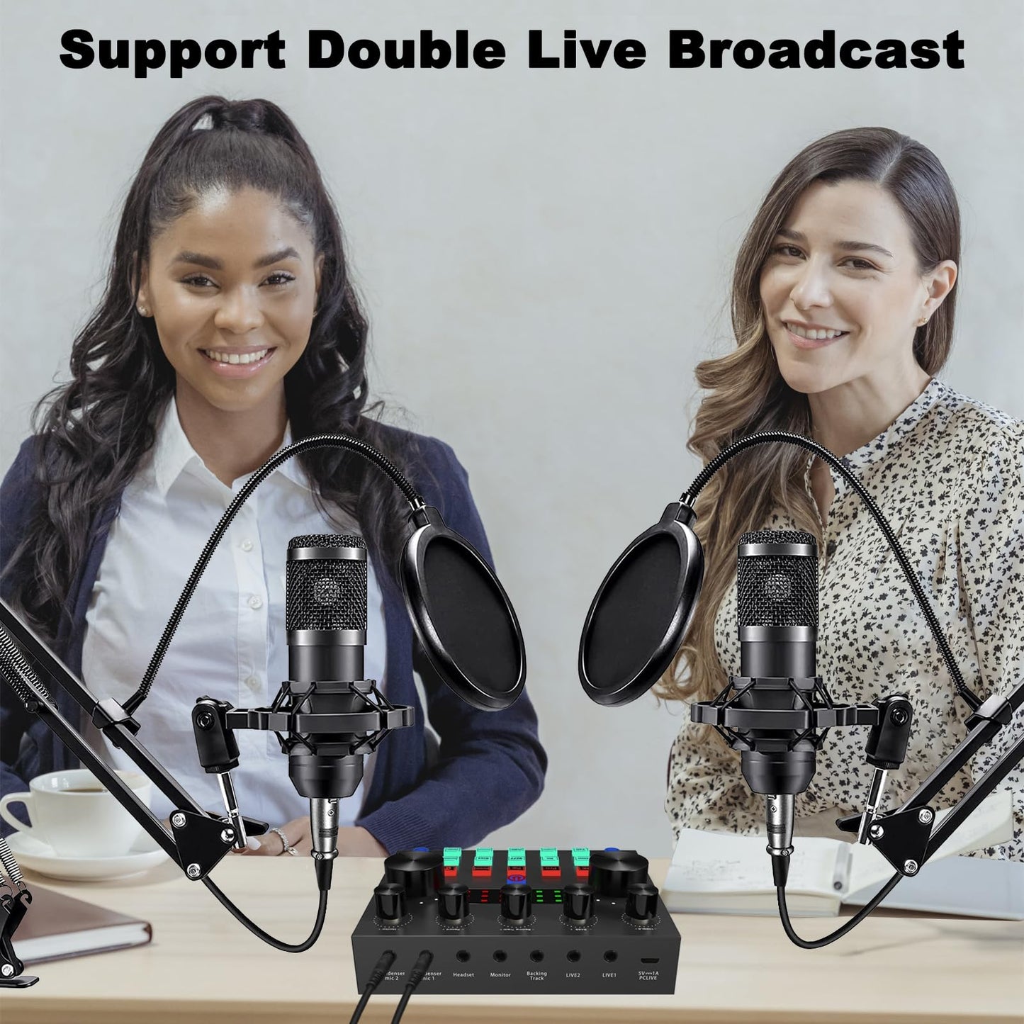 sktome Podcast Equipment Bundle for 2, V8s Voice Changer with BM-800 Podcast Microphone Bundle - Studio Condenser Microphone Perfect for Podcasting, Recording, Singing, Streaming and Gaming