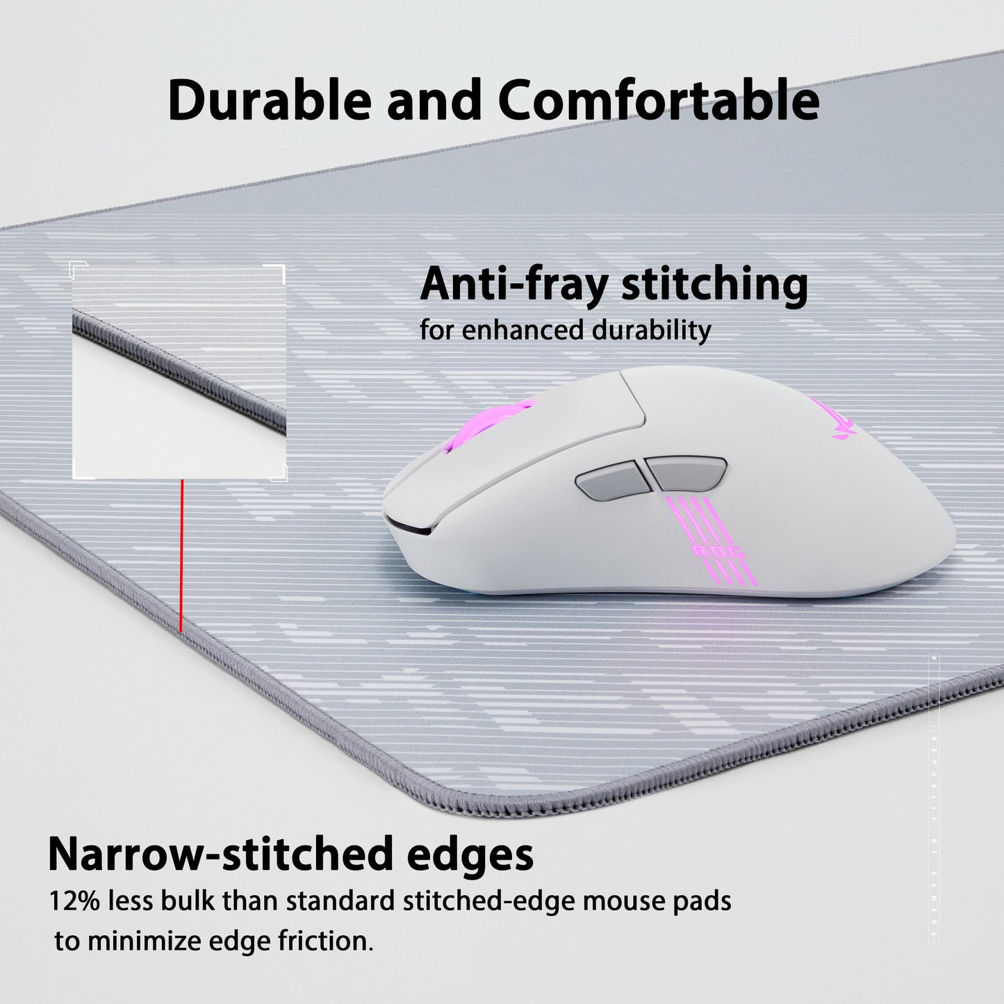 ASUS ROG Scabbard II Arctic Gray XXL Gaming Mouse Pad – 35.4” x 15.7” (Extended/XXL Size), Soft Cloth Surface, Water/Oil/Dust-Resistant, Anti-Fray Edges, Non-Slip Base - Gray