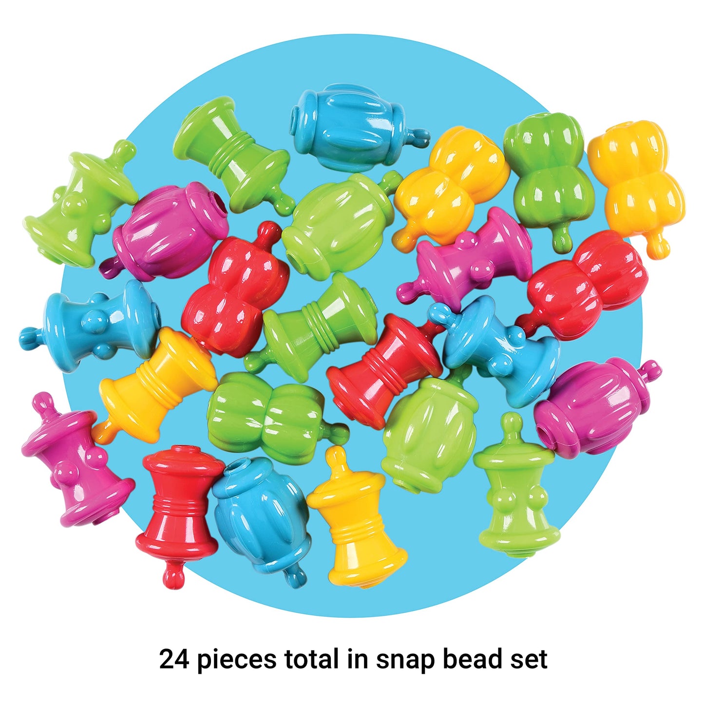 Constructive Playthings TYE-24 24 Piece Snap Beads Set for Kids, Grade: Kindergarten to 2, Age: 10" Height, 3" Wide, 8.5" Length