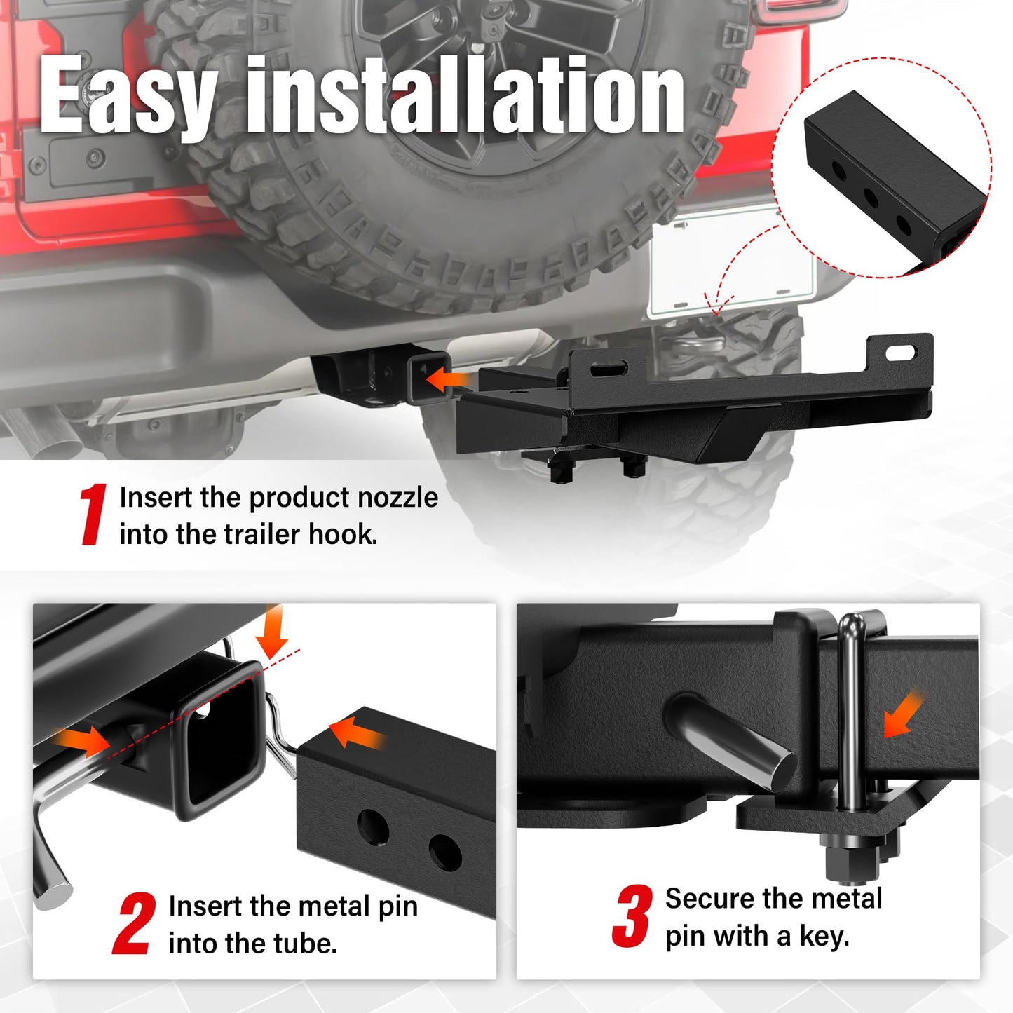 EYOUHZ Trailer Hitch Winch Mount with 2" Receiver, Universal Heavy-Duty Winch Plate Bracket for ATV/UTV/SUV/Truck/Pickup, 17000 lbs Towing Capacity, Mounting Cradle, Black