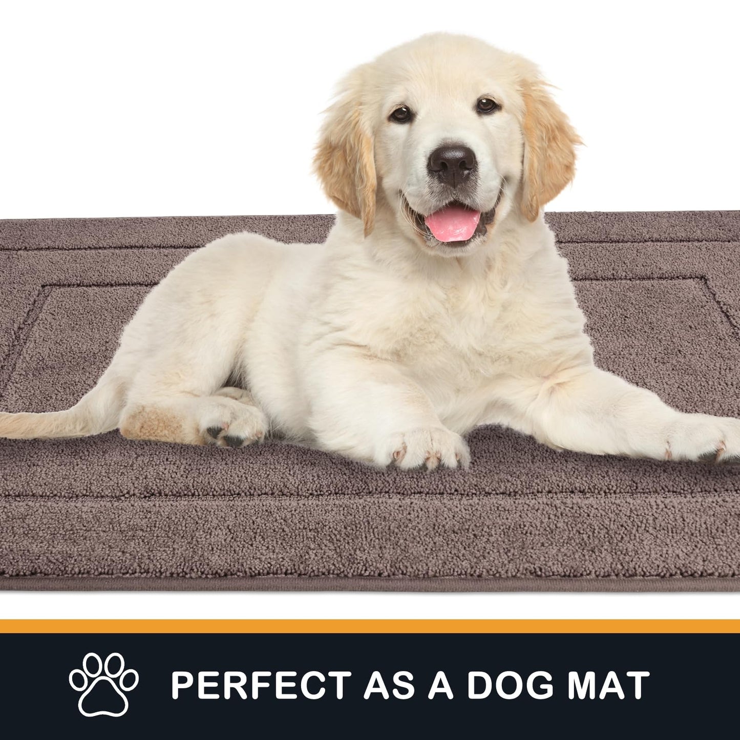 PURRUGS Dirt Trapping Door Mat 34" x 59", Non-Slip/Skid Machine Washable Entryway Area Rug, Dog Doormat, Super Absorbent Welcome Mat for Muddy Wet Shoes and Paws, Grayish Brown