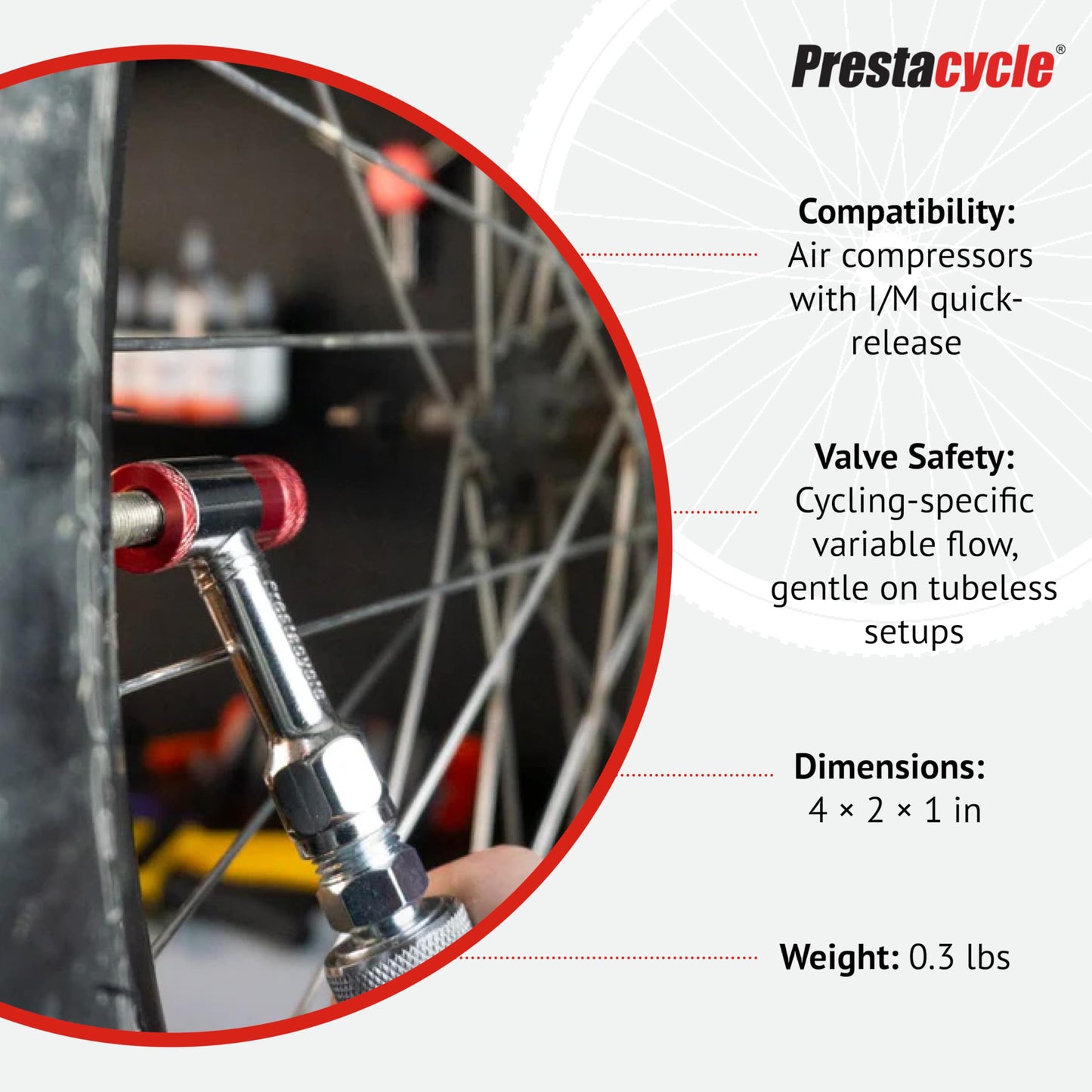 Prestacycle Prestaflator Mini Pro, Bike Tire Inflator Head, Bicycle Air Pump Valve Presta Push-to-Inflate Tool for Air Compressor Lines, Bike Tools & Maintenance, Mini Pro Inflation Tool