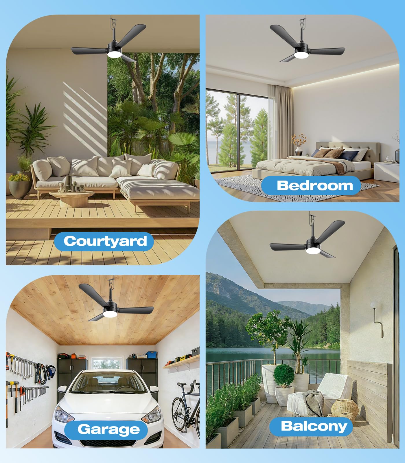 aetherlume 36 inch Plug-in Ceiling Fan Light with Remote Control,gazebo fan light,3 Blade, Dimmable 3CCT LED, Reversible,Portable Hook Design with16ft Cable for Bedroom Garage Tent Porch Kitchen