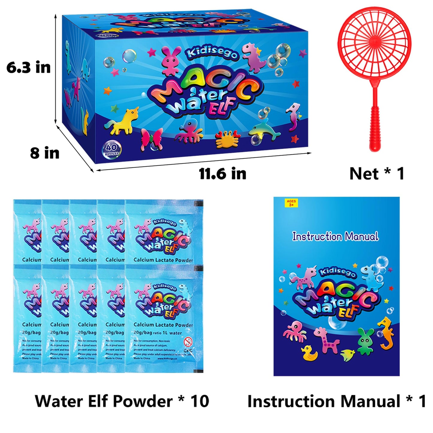 Kidisego Magic Water Elf Toy Kit, 40 Colors Aqua Fairy Water Gel Kit for Kids, Aqua Fairy kit with 24 Molds, Crate Your Own Magic Elf Kits Water Pets Craft Kits for Kids