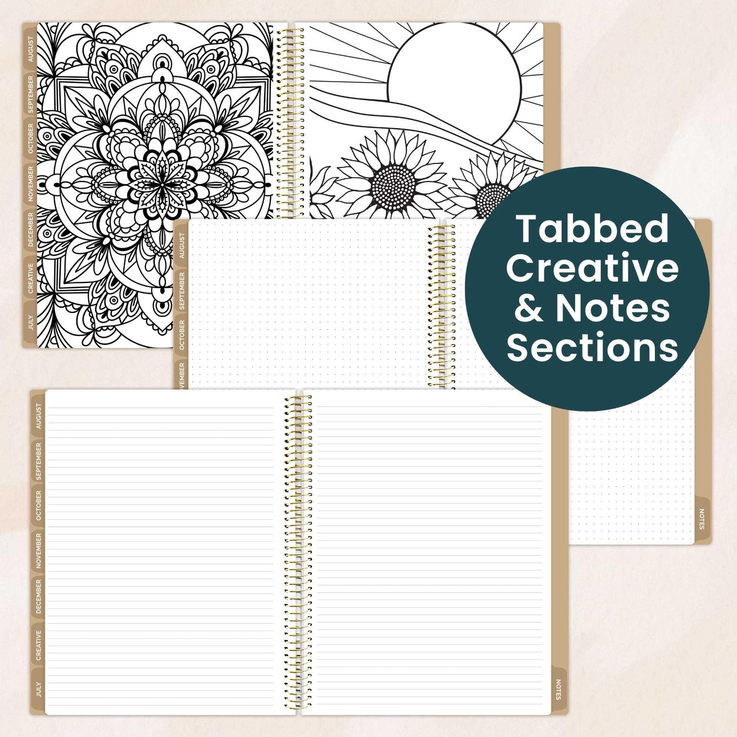 bloom daily planners All in One Ultimate Monthly & Weekly Undated Calendar Planner V2, Notebook, Sketch Book, Grid Pages, Coloring Book and More! 9" x 11" - Interchangeable Cover