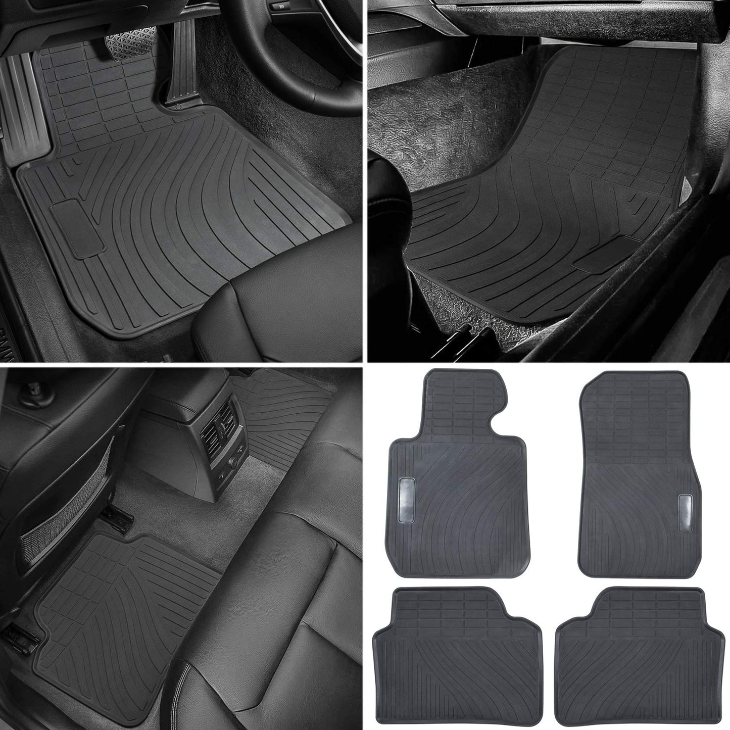 Floor Mat for BMW 3/4 Series F30 F31 F32 F33 F36 320i 328i 335i 2012-2018 & 2015+ F80 M3 Heavy Duty Rubber Front+Rear Car Liner Carpet All Weather Custom Fit Waterproof Odorless (Black 4PCS)