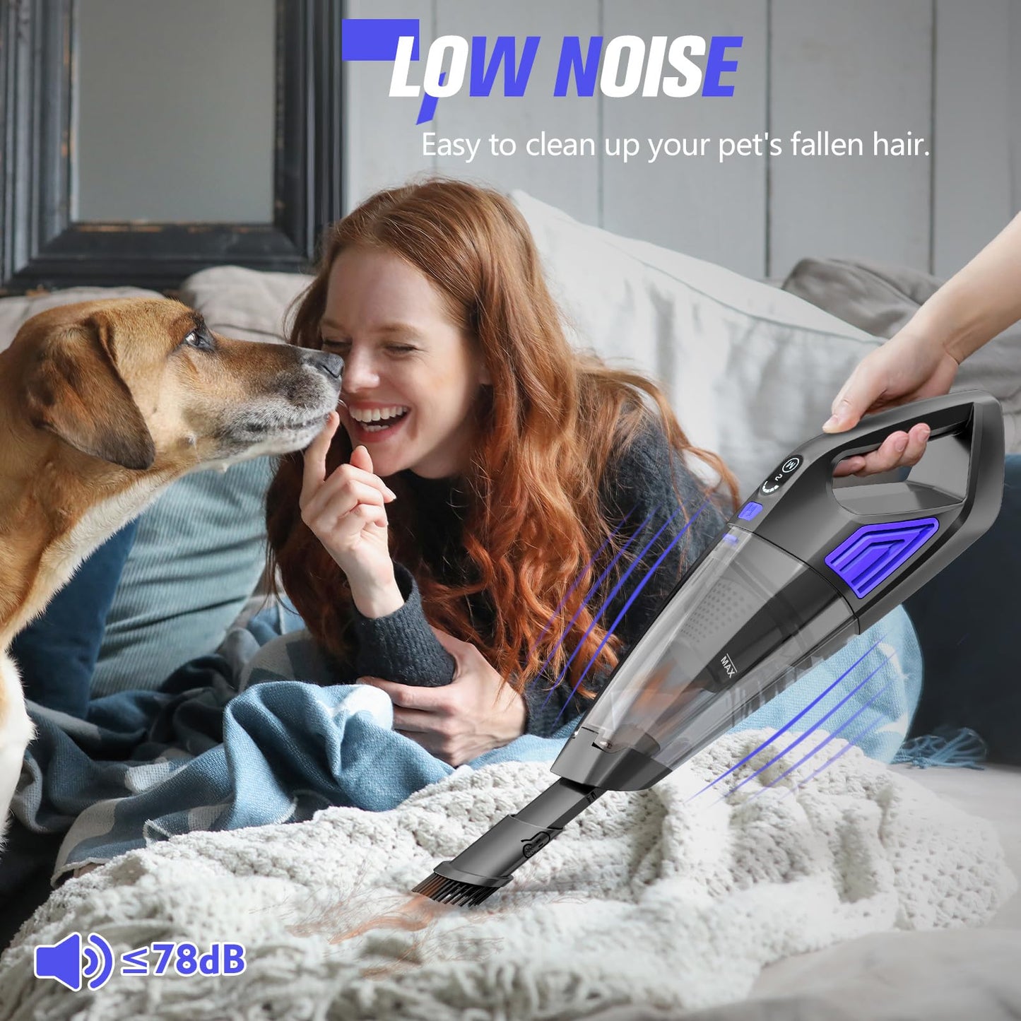 ATONEP Handheld Vacuum Cordless Cleaner,Powerful Portable and Dust Buster Hand Vcauum Rechargeable with Large-Capacity Battery for CarPetOfficeHome (Dark Blue)