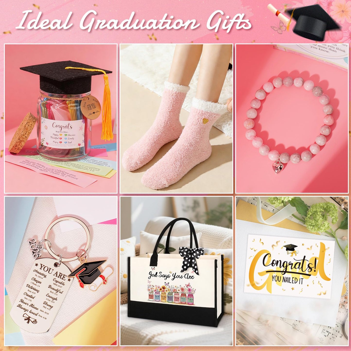 12PCS Graduation Gifts for Women,Her,Class of 2026 Graduation Gifts for Daughter Senior 2026 High School College PHD Masters Degree Graduate Gift for Her, Christian Gifts for Women Faith