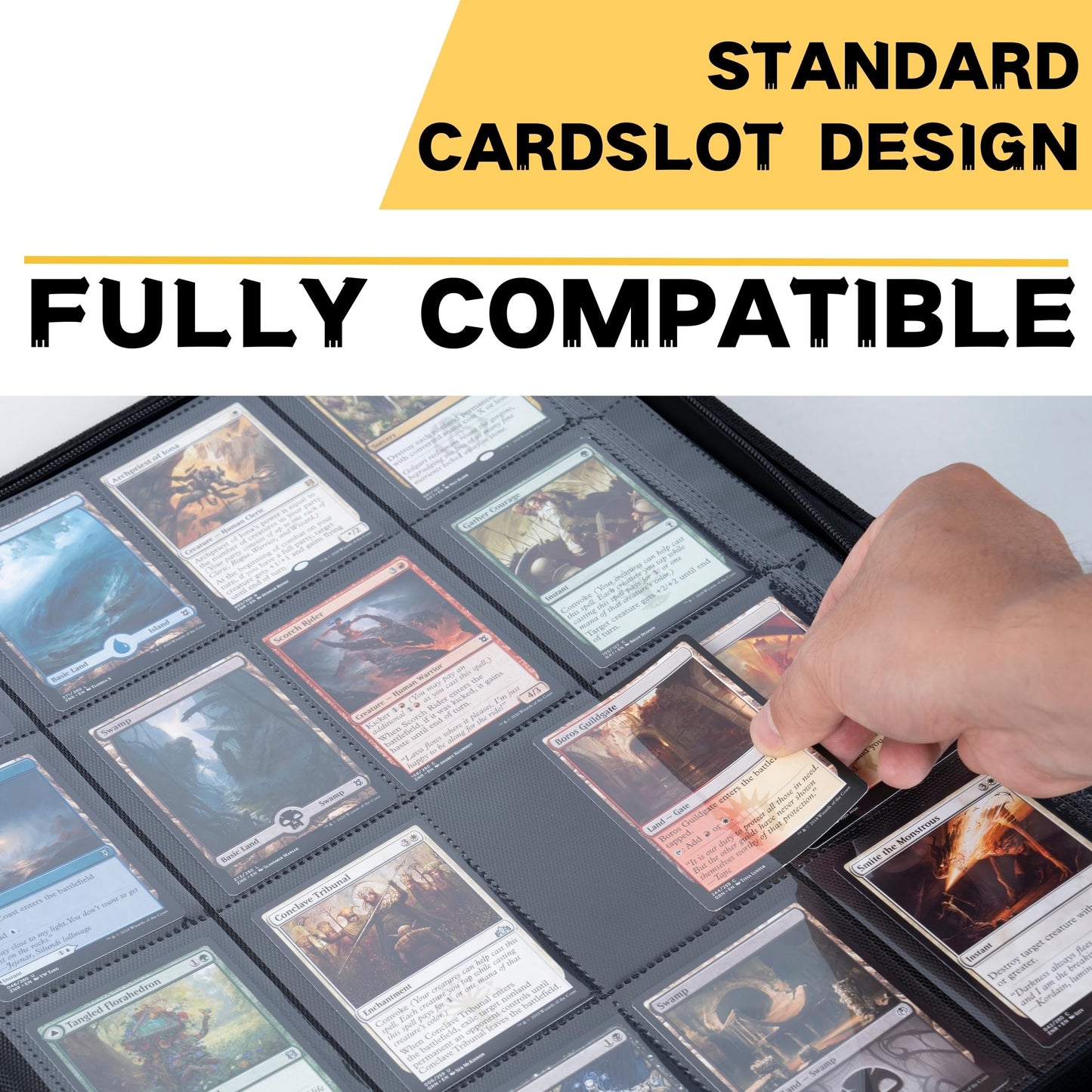 KUOOKING 1000+ Pockets Trading Card Binder, 16-Pocket Card Ablum Compatible with lorcana,MTG,Sports Cards & Other Standard Size Trading Card（BLACK)