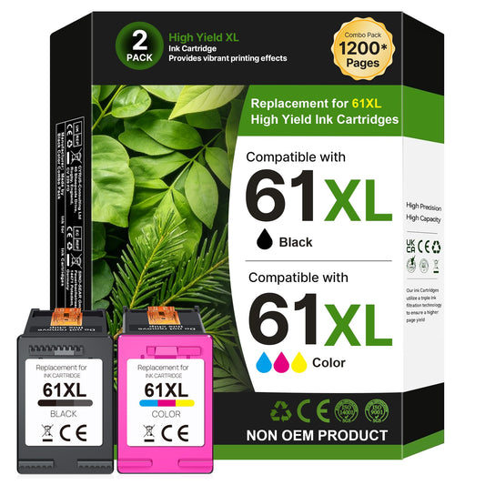 Eudul 61XL Ink Cartridge Black/Color Replacement for HP Ink 61 for HP 61 Ink Cartridge Combo Pack Works with Envy 4500 5530 4501 4502 1000 1010 1050 1510 2050 2510 2540 2620 4630 Printer (2 Pack)