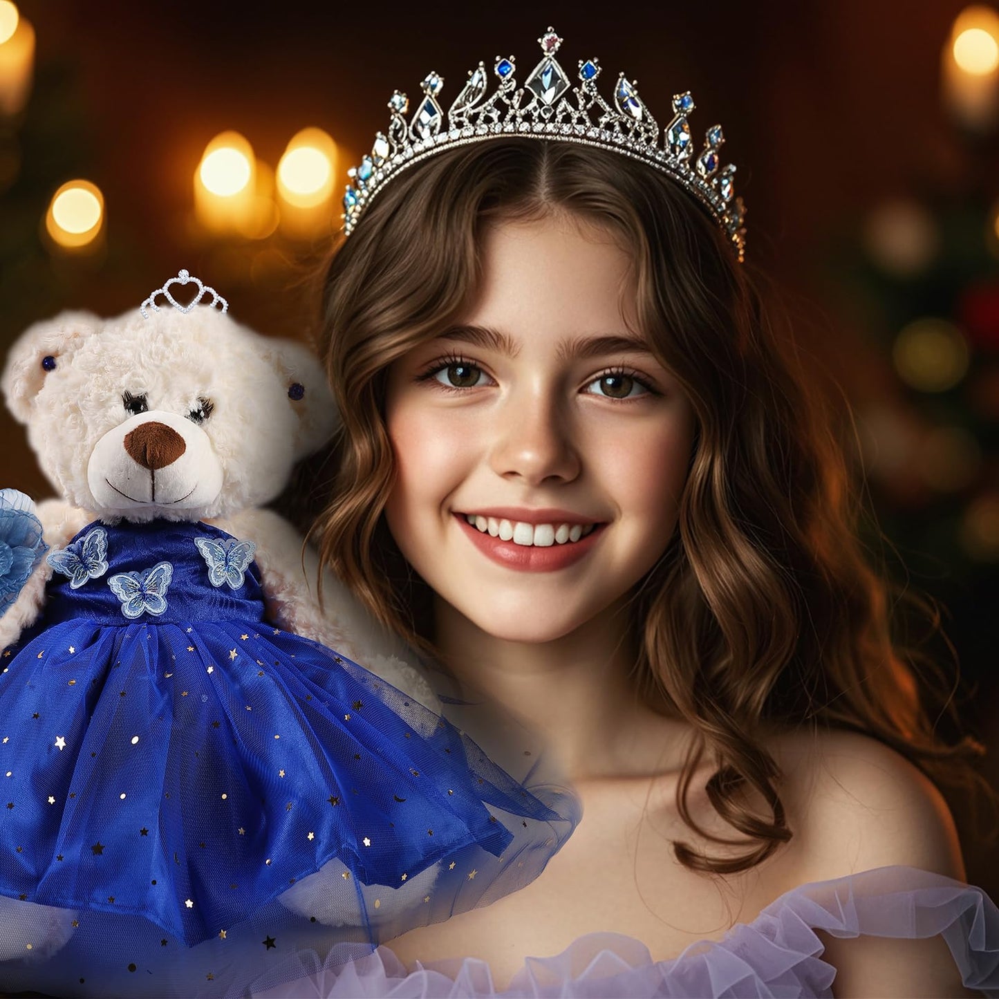 Cisina Quinceanera Doll Quince Teddy Bear with Dress,Quinceanera Decorations for Girls Gifts,OSO De Peluche para 15 Años Con Vestido,Centro De Mesa Muñecas para 15 Años Quinceañeras-Royal Blue