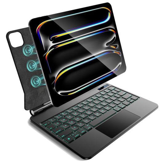 CSZZACME for iPad Pro 11 inch case with Keyboard M4 2024,Magic Keyboard iPad Pro 11 inch M4 2024,Magnetic Attach,Multi-Gesture Trackpad,7-Color Backlight,Shortcut Keys,Auto Sleep/Awake,Black