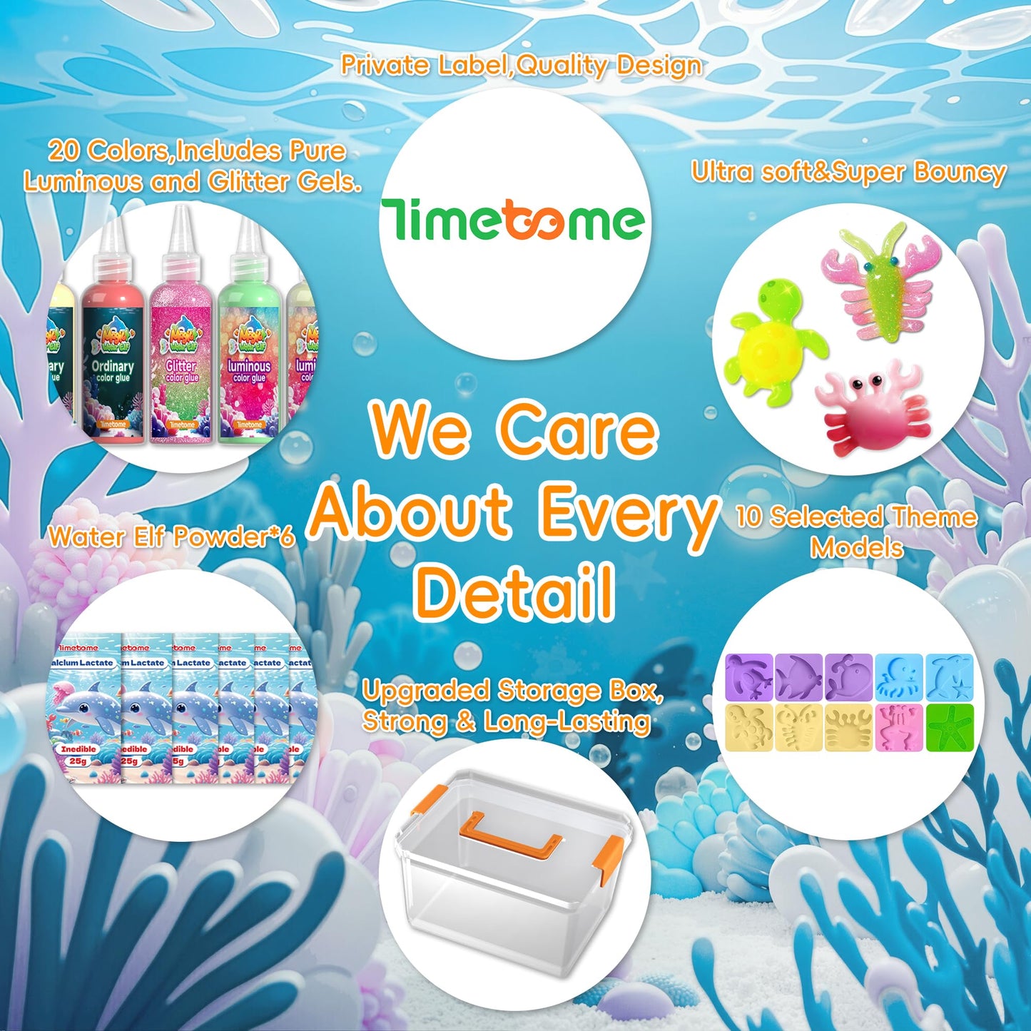 Timetome Magic Water Elf Toy Kit for Kids - 20 Colors Magic Gel (11 Normal + 6 Glow + 3 Glitter) & 10 Molds DIY Aqua Fairy Squishy Maker Toys, STEM Learning Activity, Birthday Gift for Boys & Girls 3+