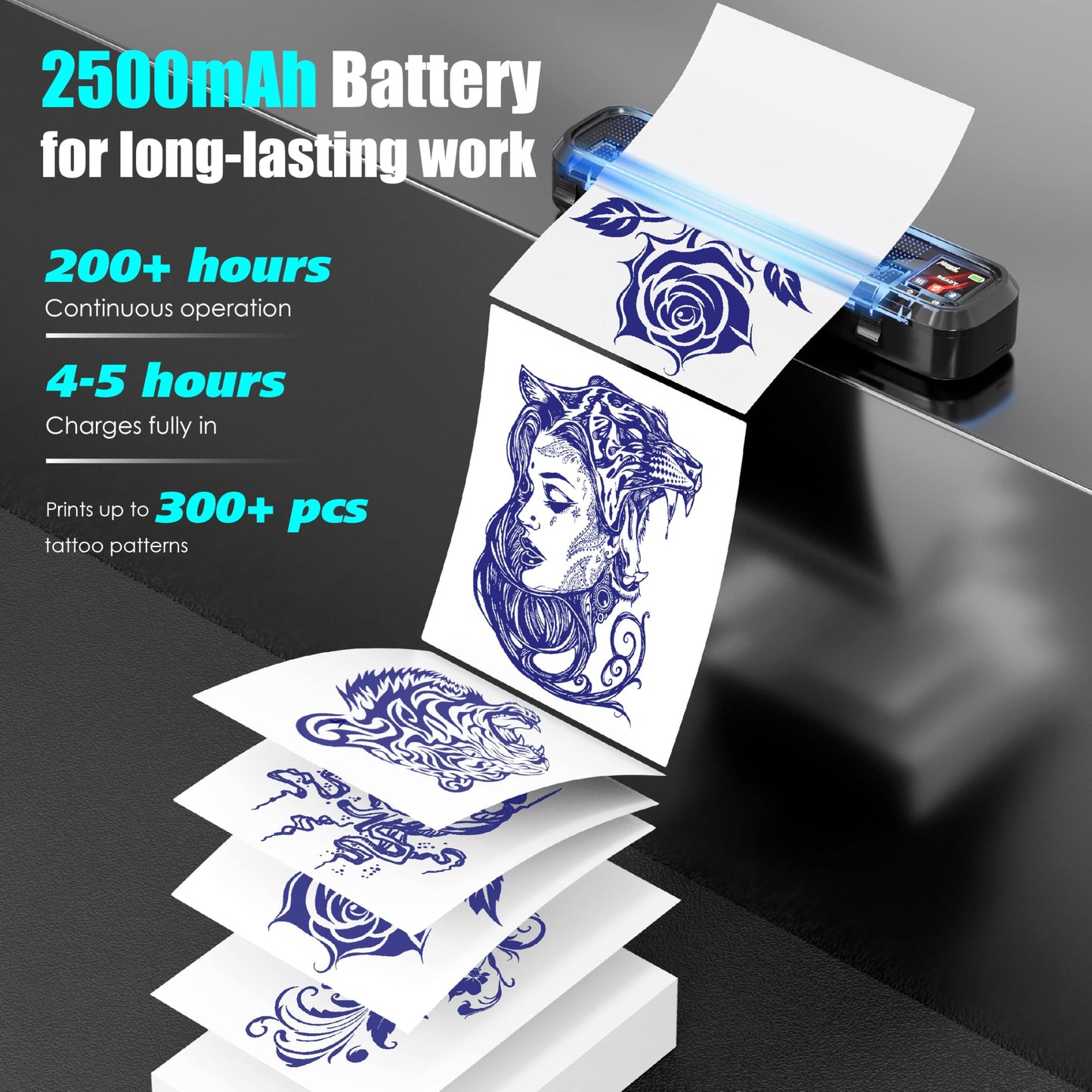 Neebol Tattoo Stencil Printer with LED Screen, Wireless Tattoo Printer Machine, 10pcs Stencil Paper, Bluetooth Portable Tattoo Machine for Artists & Beginners, Compatible with Smartphone & PC
