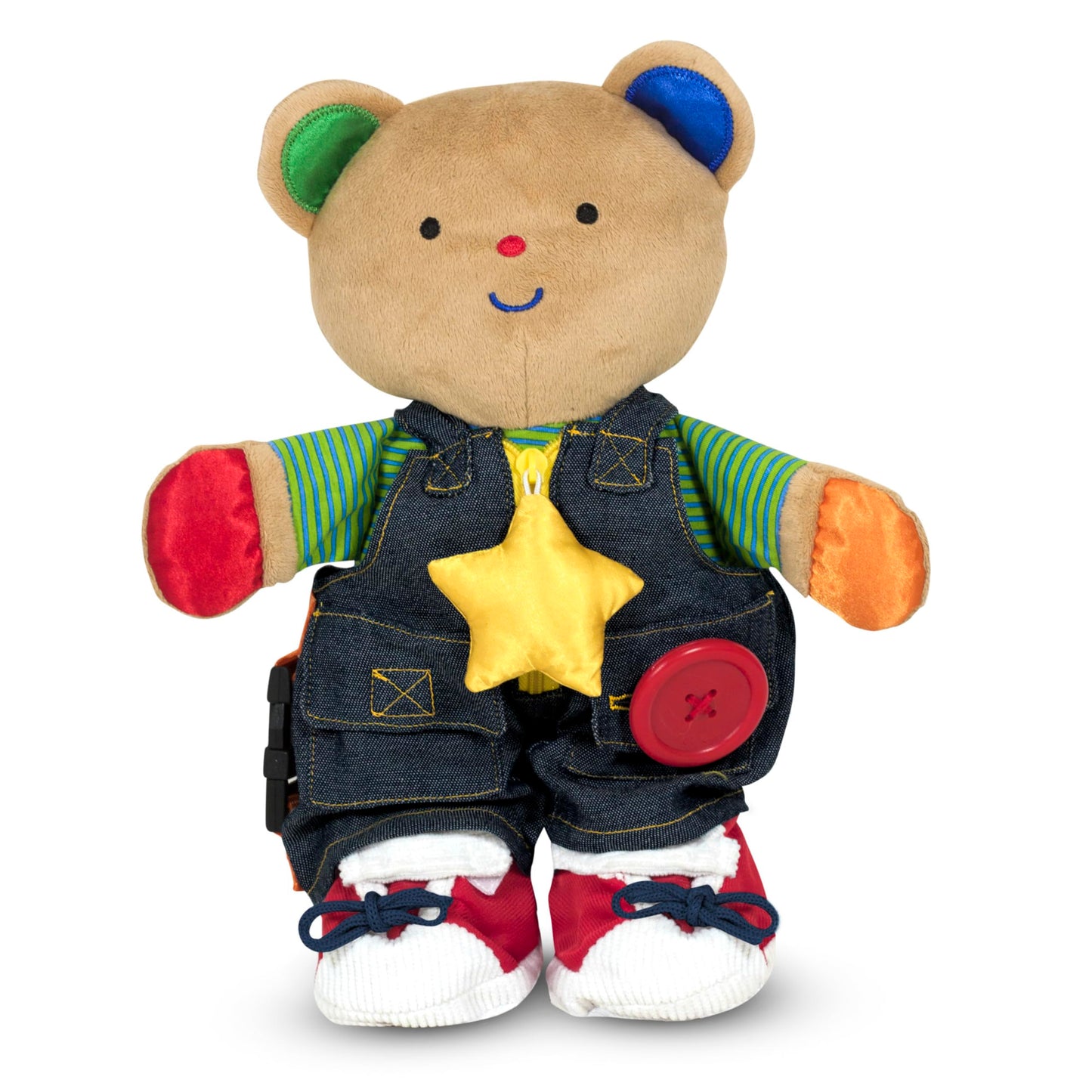 Melissa & Doug K's Kids - Teddy Wear Stuffed Bear Educational ToyPlush Bear Zipper and Button Learning Toy for Toddlers