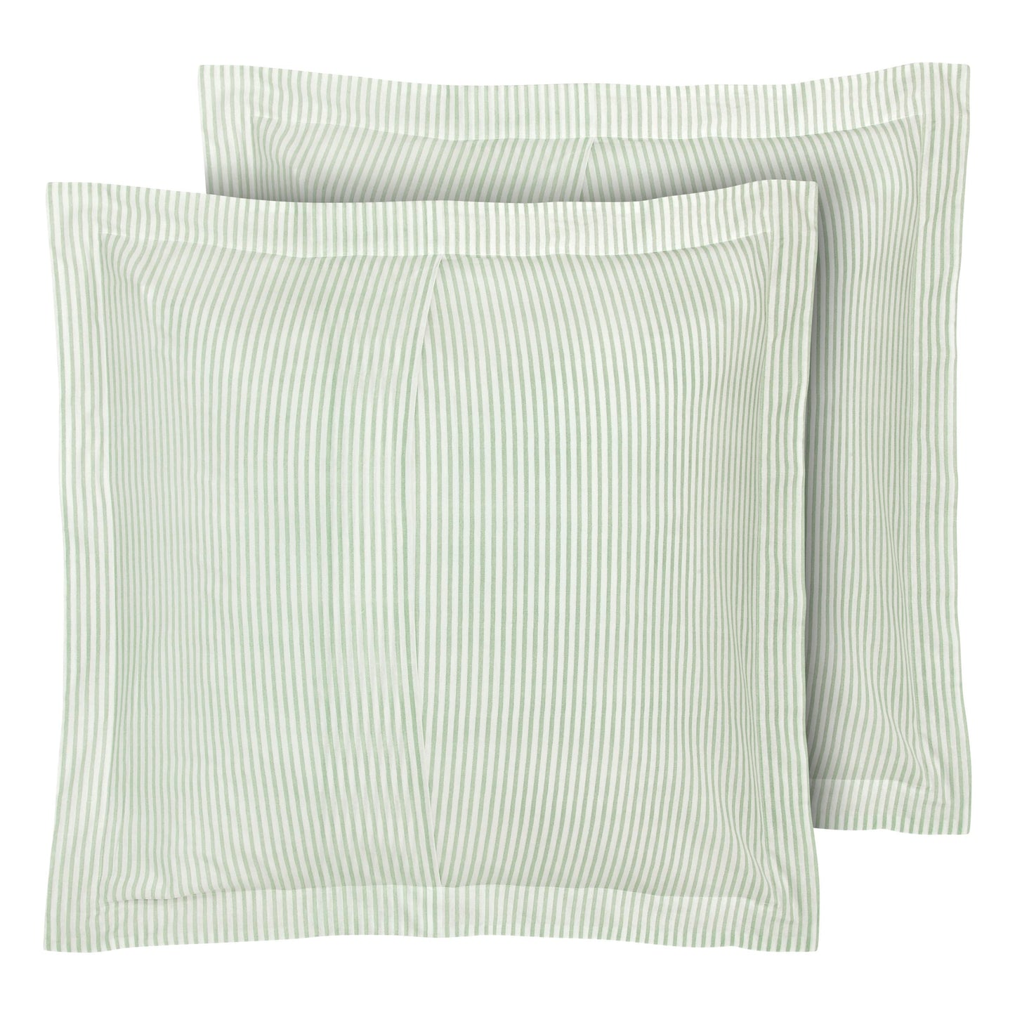 Laura Ashley - Euro Sham Covers, Soft Cotton Decorative Pillow Covers with Envelope Closure, 26x26, Ticking Stripe Room Decor, Set of 2 (Green)