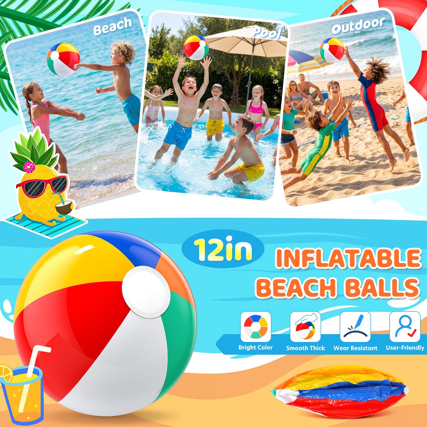 194 PCS Pool Party Favors Beach Party Favors, Summer Party Favors for Kids 3-8 8-12, Beach Balls, Hand Flying Helicopter, Pool Party Supplies for Birthday Party Favors, End of Year Student Gifts