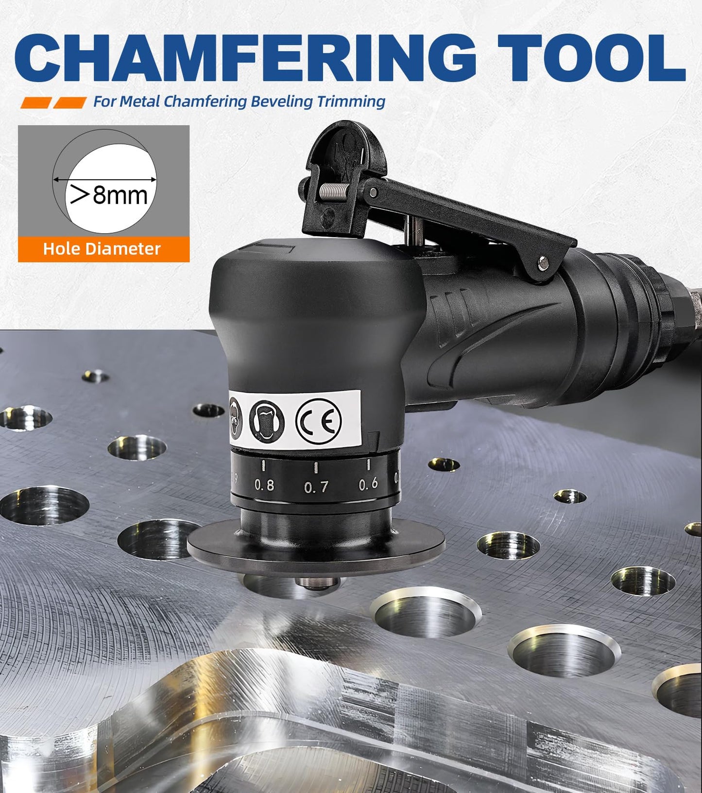 SI FANG Portable Pneumatic Chamfer Tool, for Metal Chamfering Deburring Trimming Beveling, Ultra Light Handheld Mini Air Beveler, with Carbide Blade Inserts and Bearing