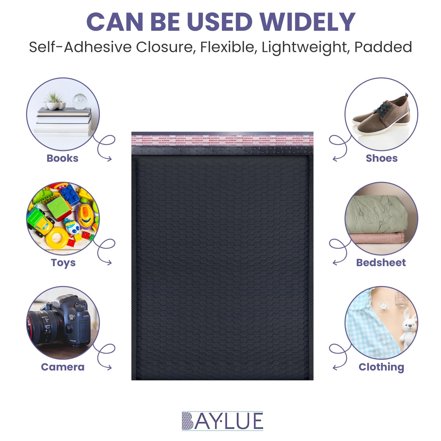 Black 10x13 Inch Poly Bubble Mailers |Self Seal Padded Envelopes for Thick books | Air Cushioned Bubble Mailer | Usable Size 9.5x13 Inch | Waterproof Lightweight Mailing Shipping Bags | 100 Pack Bulk