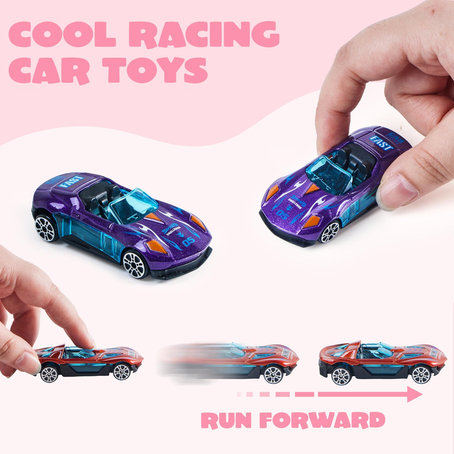 JOYIN 28 Valentines Day Cards with Die-Cast Racing Cars for School Classroom Exchange
