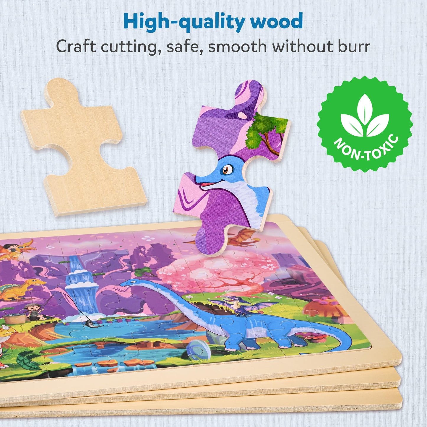 SYNARRY Wooden Dnosaurs Puzzles for Kids Ages 4-8, 6 Packs 60 PCs Jigsaw Puzzles for Kids 3-5, Kids Wood Puzzles Educational Toys Gifts Ages 3 4 5 6 7 8 Year Olds Boys Girls