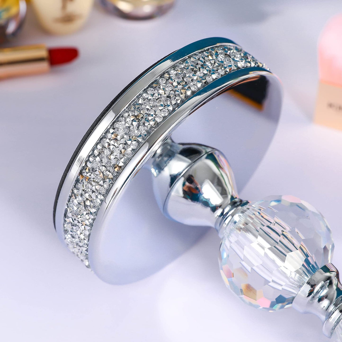 Makeup Mirror, 360 Degree Swivel Vanity Mirror, Crystal Cosmetic Mirror, 1X/5X Magnifying Double Sided Mirror,Adjustable Makeup Mirror M020