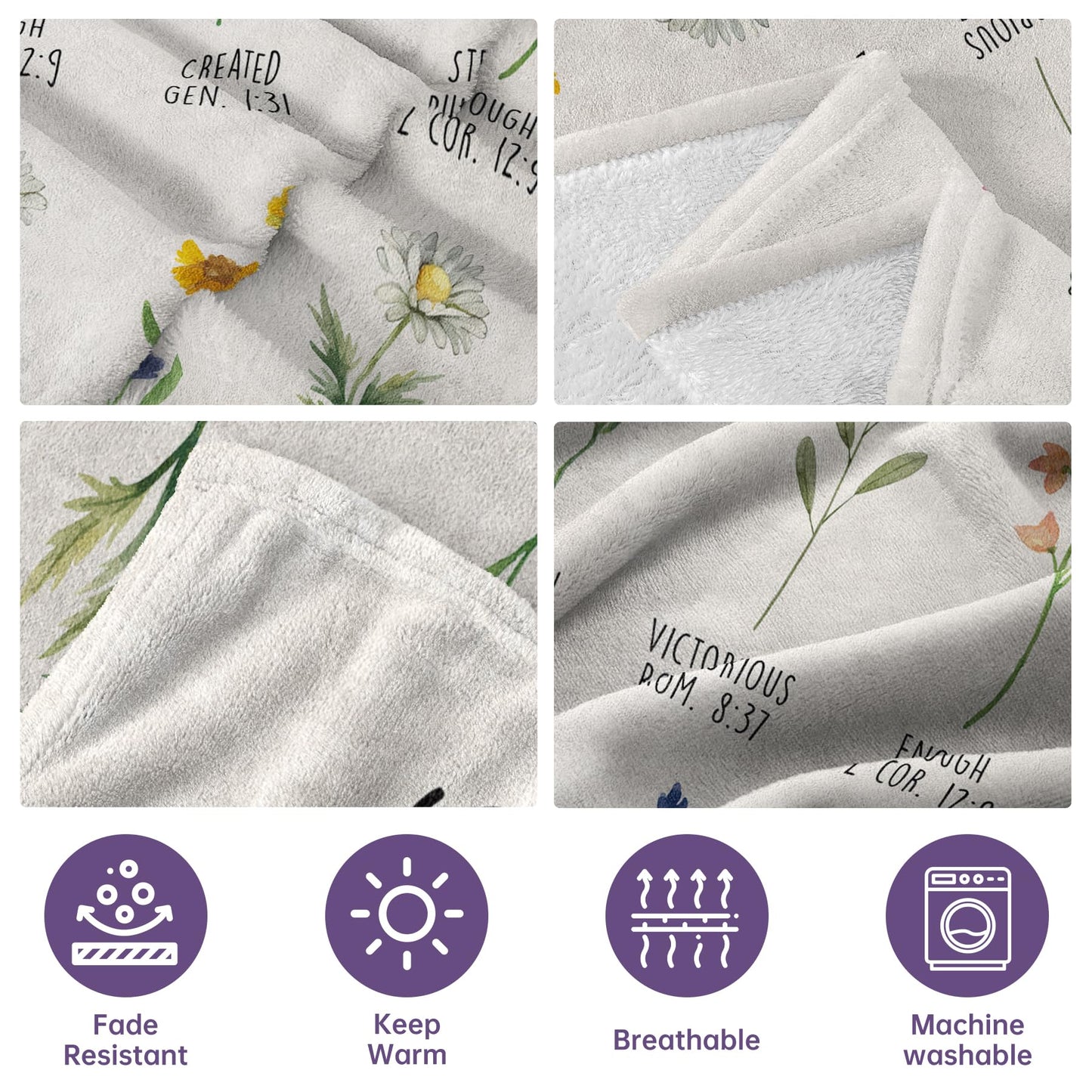 Afterprints Christian Gifts for Women, Christian Blanket with Flowers, Birthday Gifts for Women, Inspirational, Religious Gifts for Sister, Friend, Daughter, Mom, Soft Throw Blankets 60" x 80"