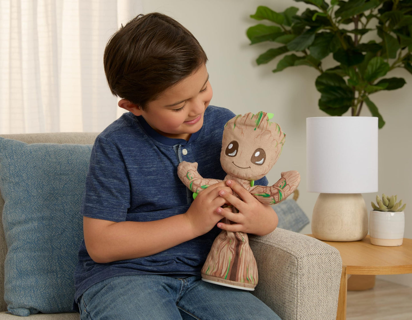 Mattel Marvel Plush, Dancing Groot English-Speaking Soft Toy, 13 Inches Tall with Sound, Phrases, Music & Dance Moves